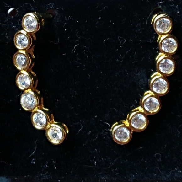 14k gold over sterling silver ear crawler earrings - Picture 3 of 3